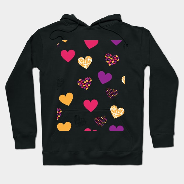 Cute Patterned Hearts Hoodie by PLLDesigns